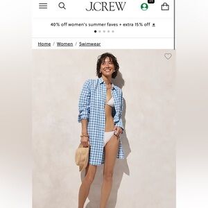 NWT JCrew Linen-cotton blend beach shirt in gingham
